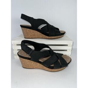 Clarks Unstructured Shoes Womens Size 6.5 Wedge Sandal Cork Comfort 261496634040